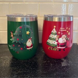 BRAND NEW Set of Stainless Steel Holiday Tumblers